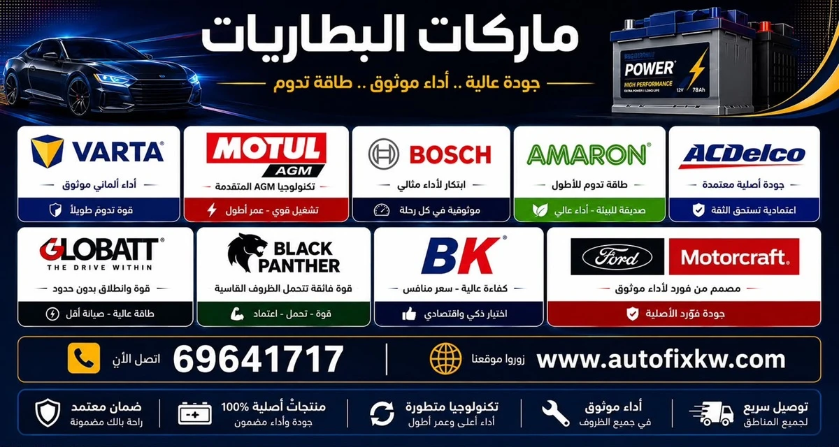 أشهر ماركات بطاريات السيارات في الكويت